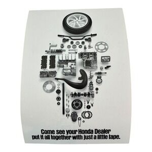 Vintage 1990 Honda‎ Motorcycle Promo Card, "Just A Little Tape" Ad Postcard